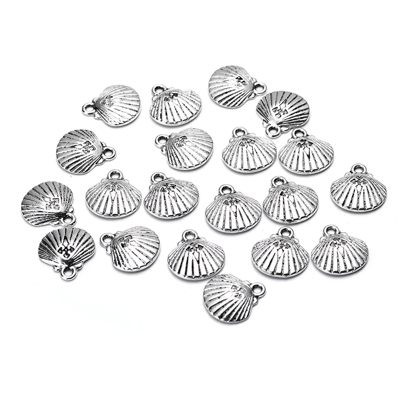 20pcs/lot new arrival zinc alloy antique silver plated sea shell charm pendants for Bracelet Necklace DIY Jewelry Making