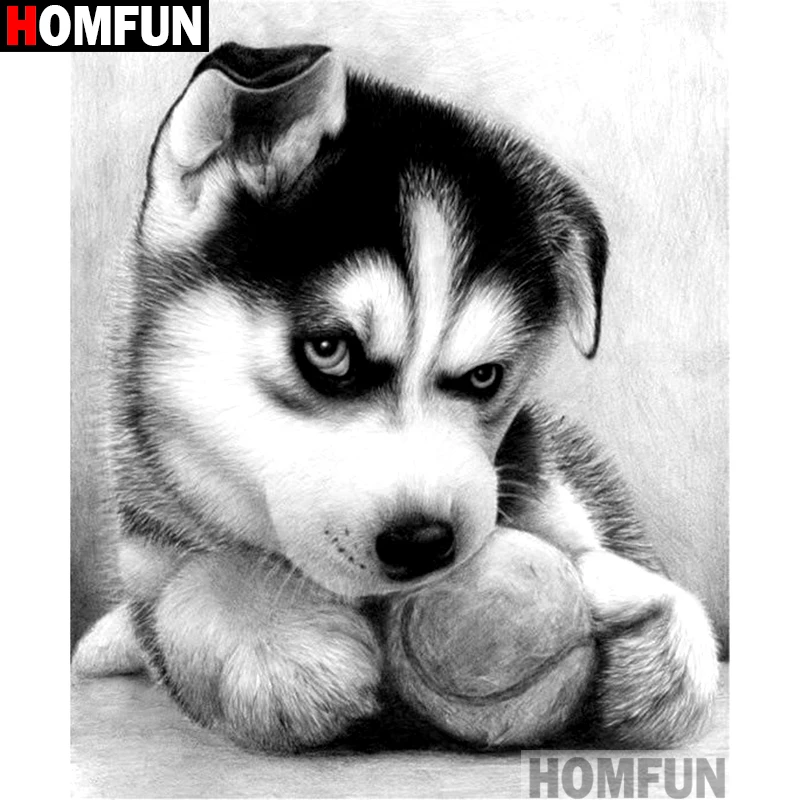 

HOMFUN Full Square/Round Drill 5D DIY Diamond Painting "Animal dog" Embroidery Cross Stitch 3D Home Decor A10526