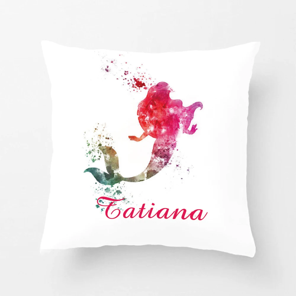 

Customized Name Printed Throw PillowcasePink Mermaid Decorative Cushion Cover Gift By Lvsure For Car Sofa Seat