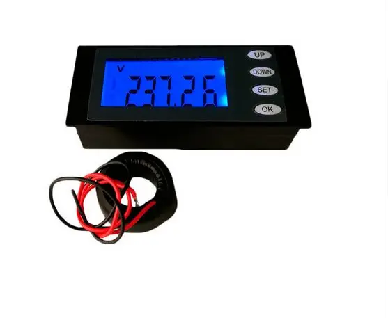 New  Single Phase Digital LCD Watt Meter AC 220V 100A 5IN1 Current Voltage Power Energy Time Panel Kwh Meter With Coil CT