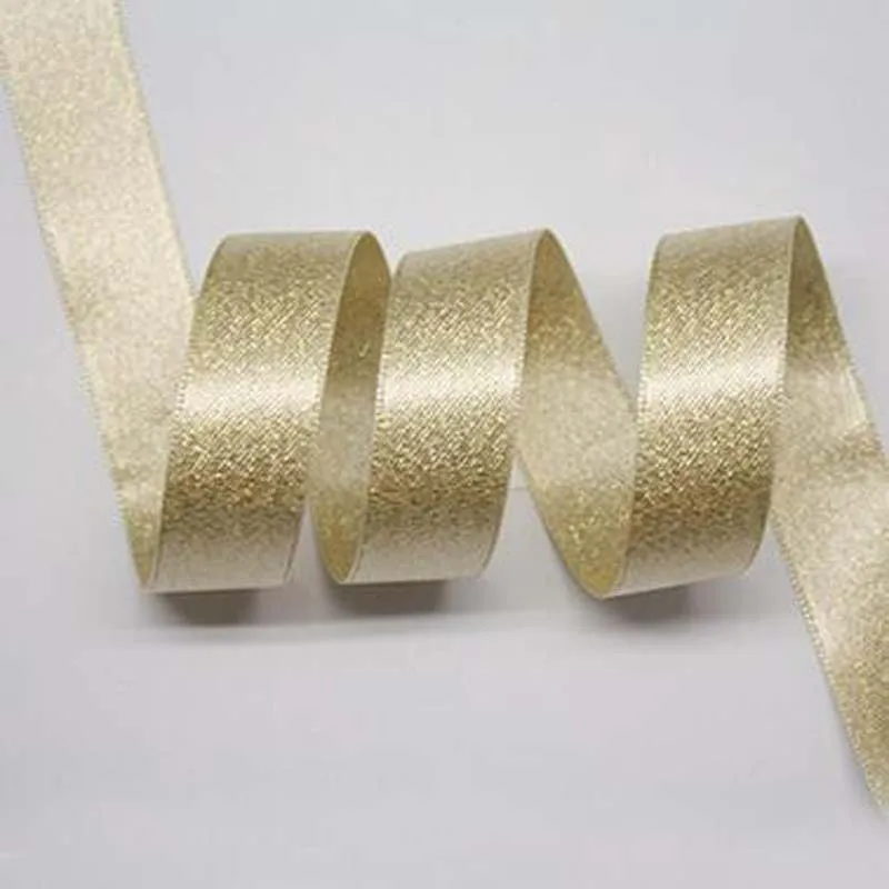 10 Yards 22MM Gold Wire Ribbon Satin DIY Welfare Gifts/Wedding Decoration DIY Hand Materials Gift packaging Band Double Sided