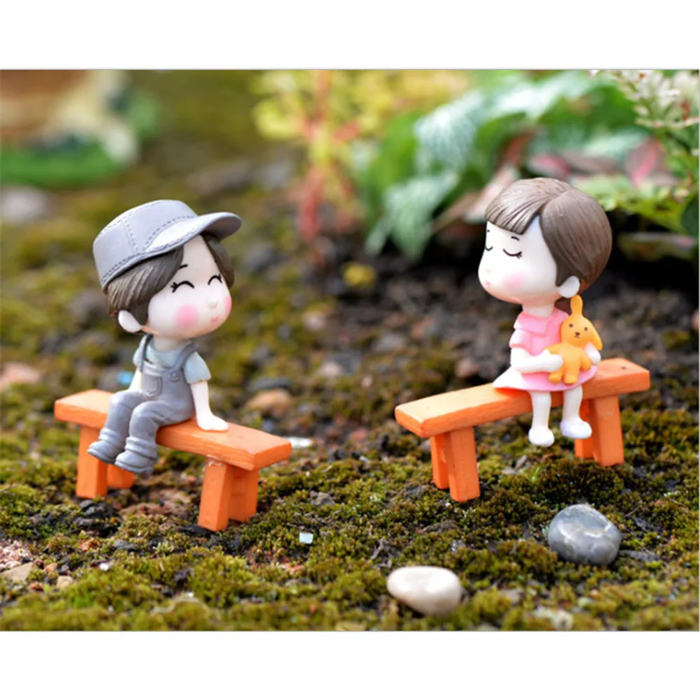 Multistyles Cute Small Stool Couples Animals House Trees Bridge Fairy Garden Miniatures Micro Landscape Terrarium Action Figures