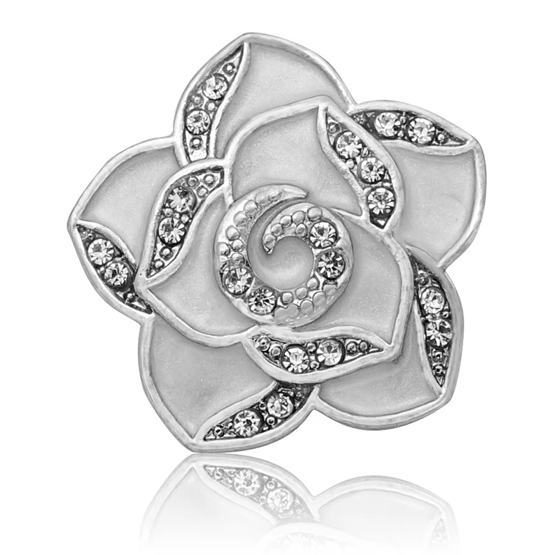 KZ3328 New Beauty Oil flower Rose Crystal 20mm snap buttons fit DIY 18mm snap jewelry fittings wholesale
