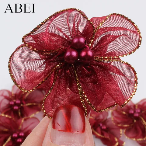 Искусственные цветочные головки из органзы ABEI, 30 шт.