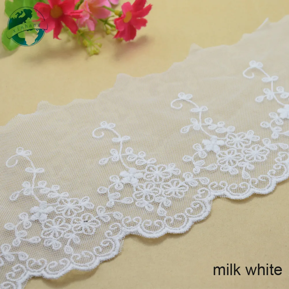 10cm Width White Embroidery Sewing Ribbon Guipure Lace Fabric Trim Warp Knitting DIY Garment Wedding Dress Accessories #1794