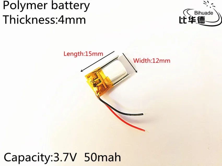 10pcs 3.7V 50mAh 401215 Lithium Polymer Li-Po li ion Rechargeable Battery cells For Mp3 MP4 MP5 GPS PSP mobile bluetooth