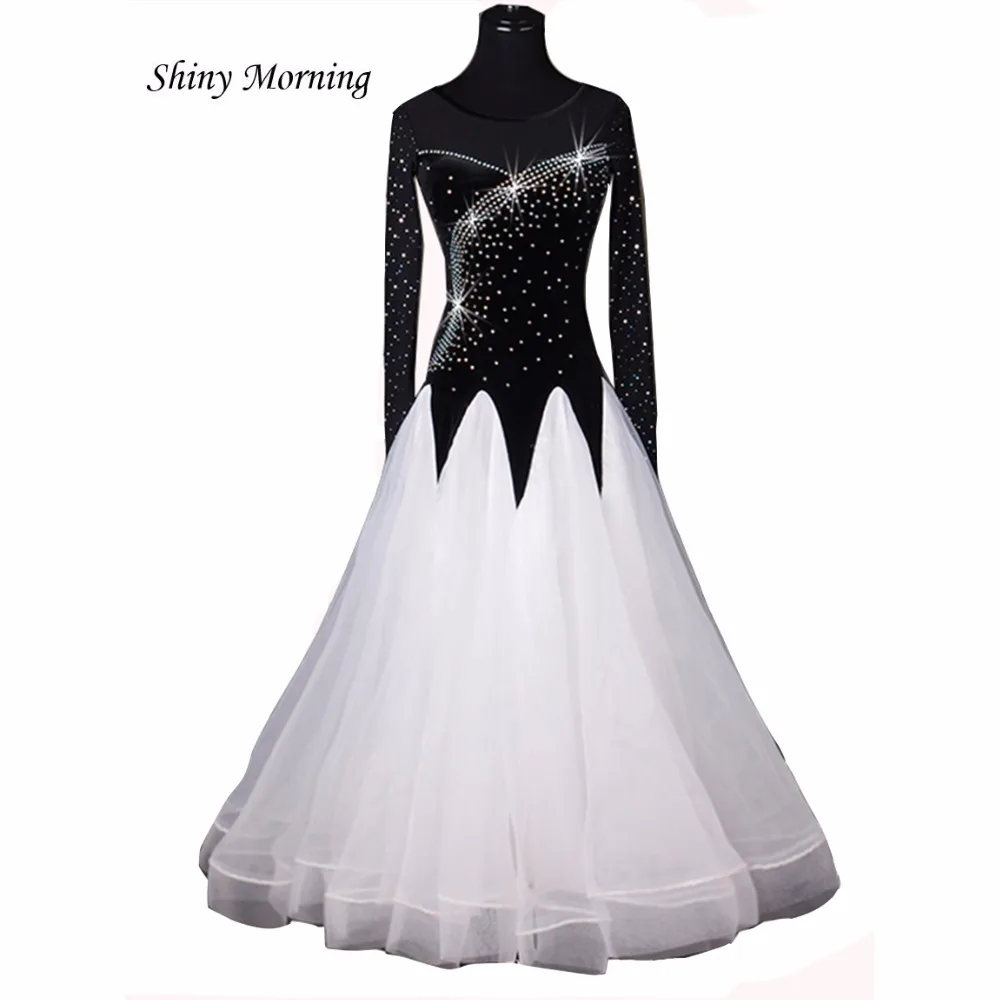 

Fox Trot Dress Ballroom Dresses Latin Rhinestone Ballroom Dancing Dress Black White Dresses Dance Ballroom