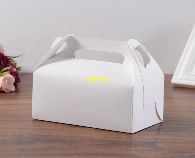 

White Paper Gift Box Kraft Paper Biscuits Candy Pastry Portable Cake Baking Packaging Boxes