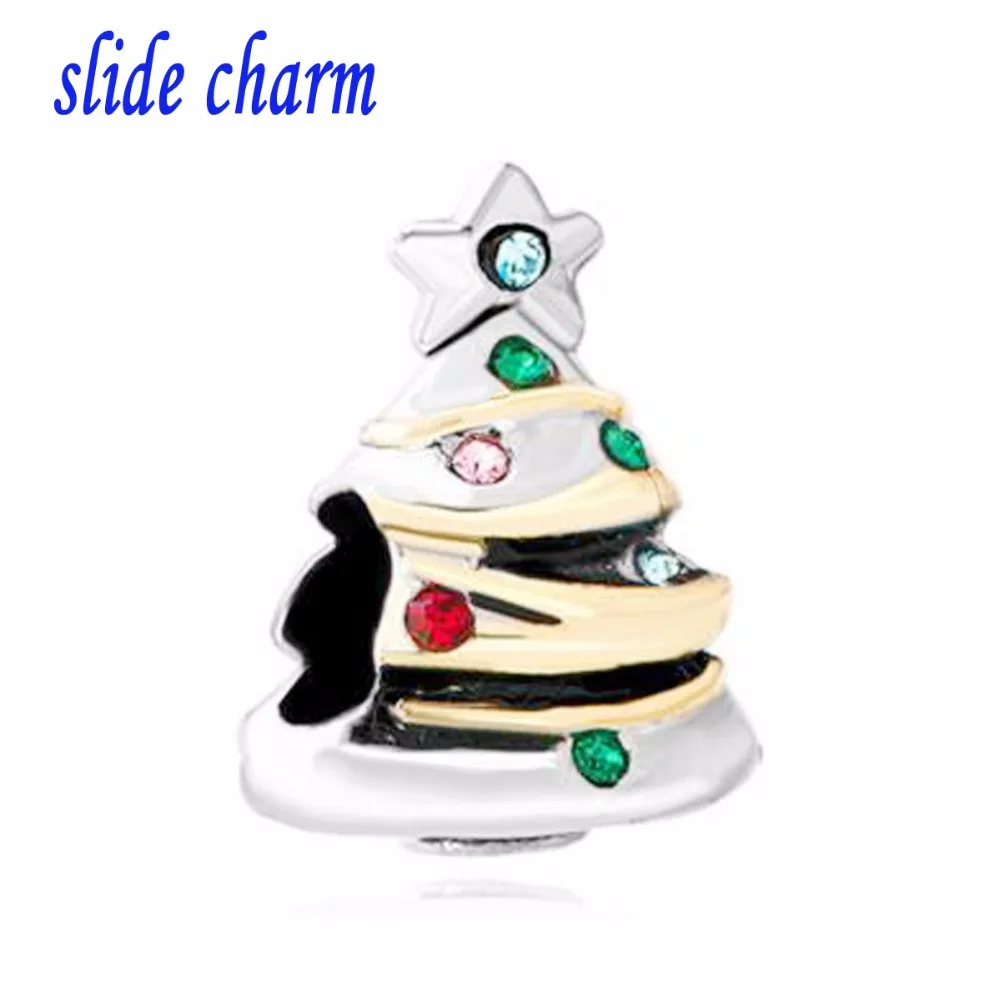 slide charm  Christmas tree fit Pandora bracelet necklace  Valentine's Day gift for Christmas