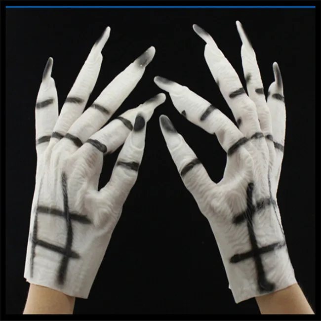 

Free shipping Halloween Party Costume Party supplies performing props horror toys Silicone simulation ghost gloves hand Mask