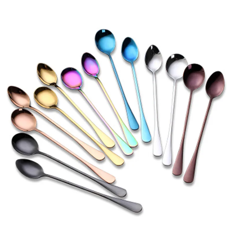 

Ice cream Tea Coffee Scoop Ice Drink Stainless Steel Handle Mixing Spoon Tableware