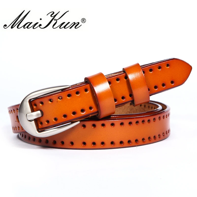 

Vintage Hollow-out Pin Buckle Belts for Women Fashion Genuine Leather Belt Woman for Dresses Female Straps 8 Colors