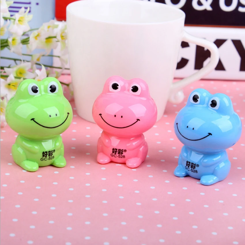 Cute Cartoon Frog Shape Pencil Sharpener Kids Stationery School Supplies Manual Pencil Cutter Knife Students Prizes Toys Decor