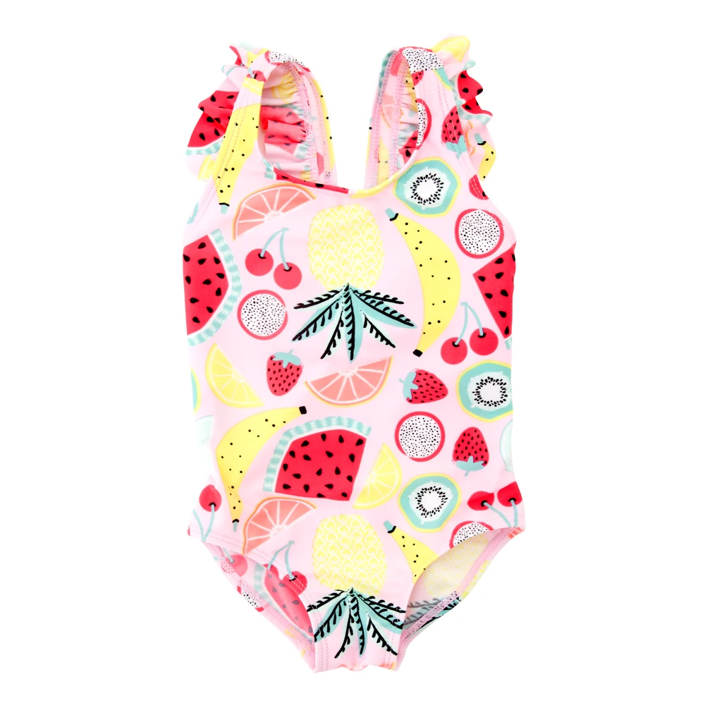 

KAVKAS Lovely Girl Frui Swimwear Baby Girl Bikini Badmode Kids One Off Shoulder Swimsuit Bathing Suit One-Piece Swimming Clothes