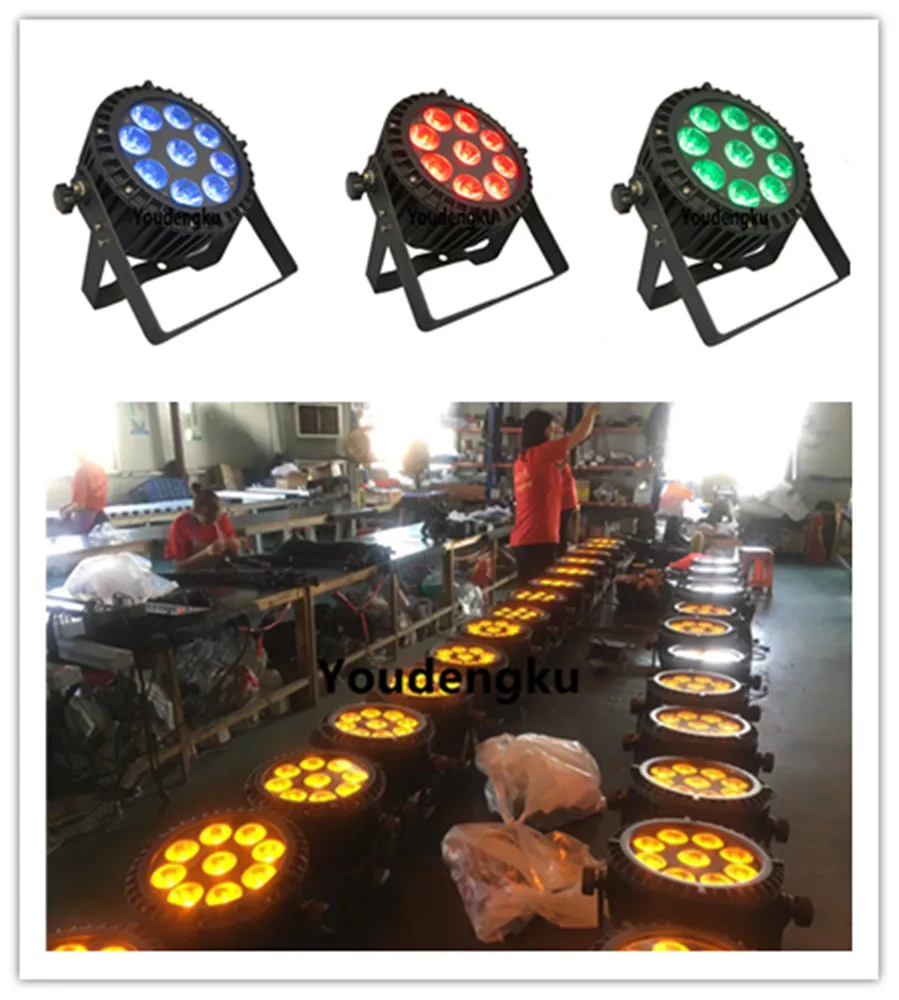 6 pieces Outdoor par lights led IP65 9*18w 6in1 RGBWA UV flat led par dj light for sale