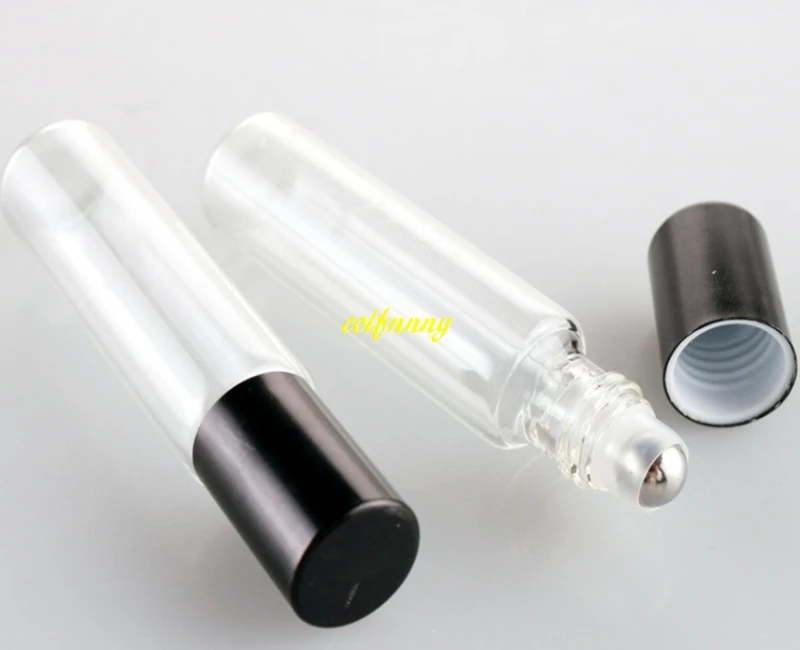 

2000pcs/lot 10ml Clear Transparent Glass Roll On Essential Oils Perfume Bottle With Stainless Steel Roller Ball bottles