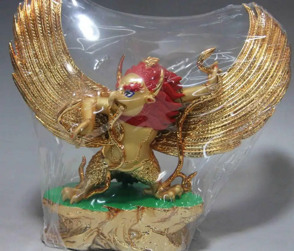 10 Chinese Bronze Copper Gild Redpoll Winged Garuda Bird Eagle Buddha Statue