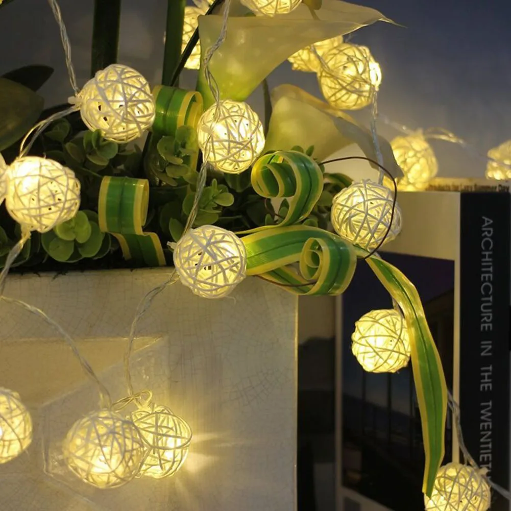 

Rattan Ball LED String Light 1M/2M/3M Led Warm White Fairy Light Holiday Light For Party Christmas Wedding Decoration