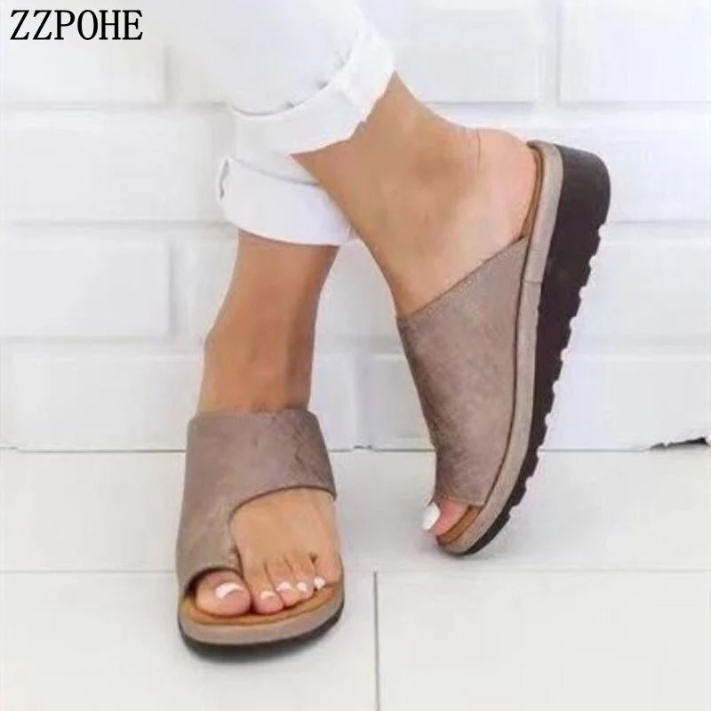 

Women Sandals 2024 New Fashion Women's Summer Footwear Beach Sandals Slipper Ladies Leather Comfort Slip on Shoes Plus Size35-43