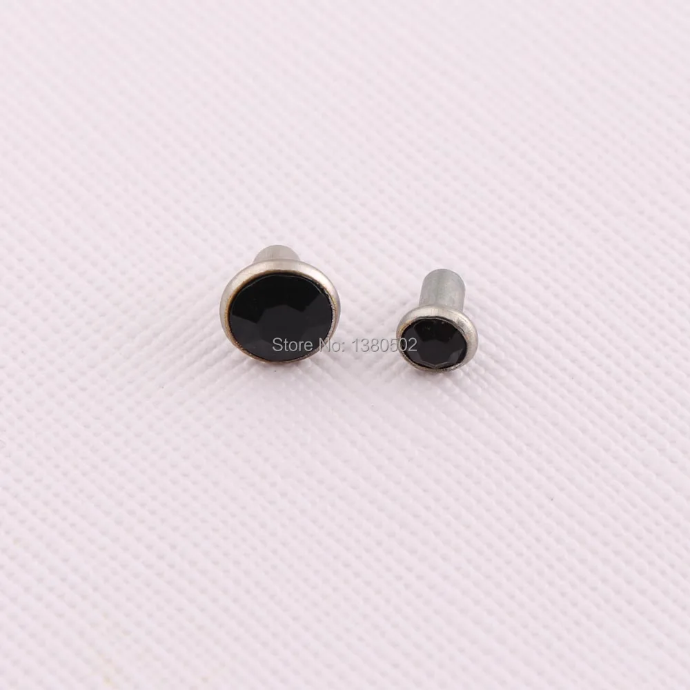 50PCS/LOT Top Quality Black Crystals Rhinestone Rivets Rapid Nailhead Stud for Garment Bag Belt Accessories