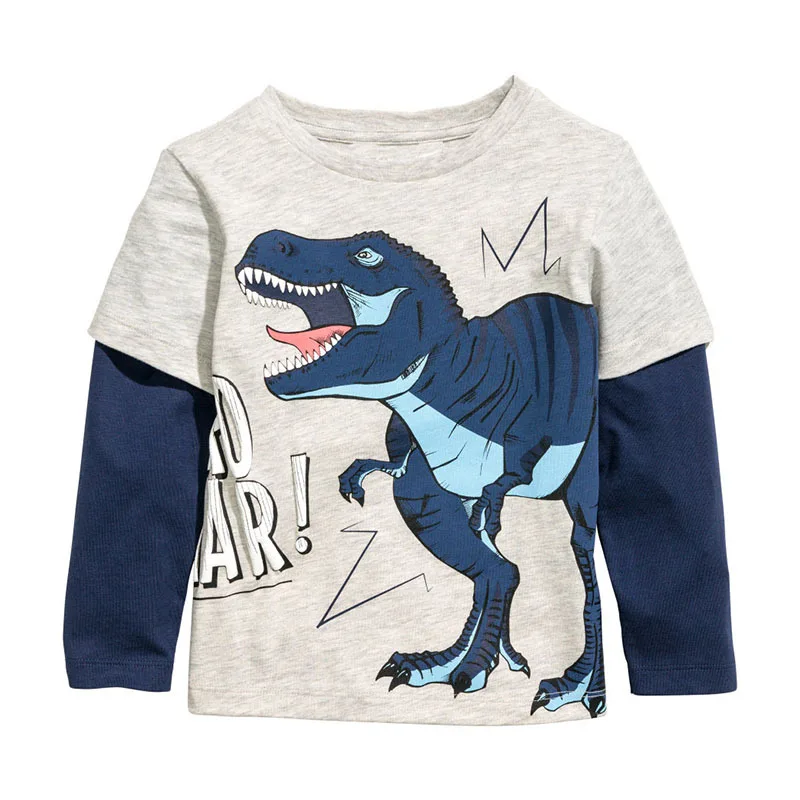 

BINIDUCKLING Spring Boys Kids Top Clothes Cotton Long Sleeve Tshirt Dinosaur Print T-shirts For Boys Toddler Autumn Tees