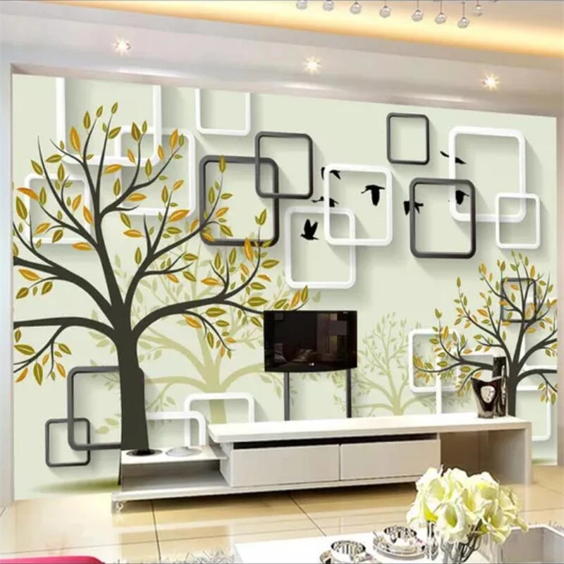

wellyu Custom Photo Wallpaper 3d Mural Stereo Box Abstract Tree sofa Background Wall Decorative Painting 3d wallpaper mural обои