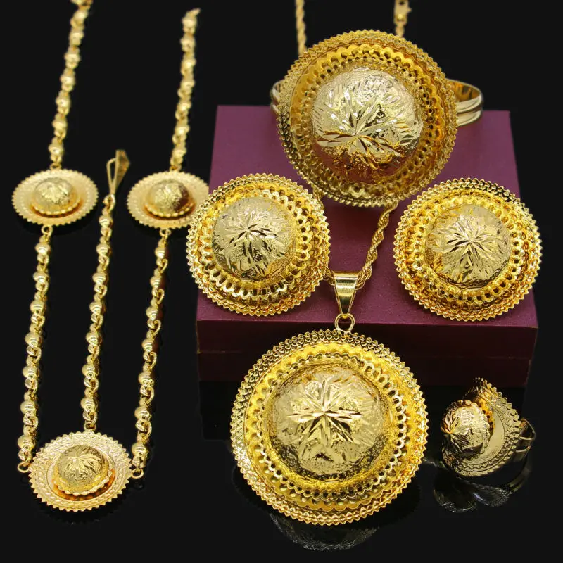 Adixyn New Traditional Festival Jewelry 24K Gold Color Party/Wedding Ethiopian/African Women Fashion Jewelry Set