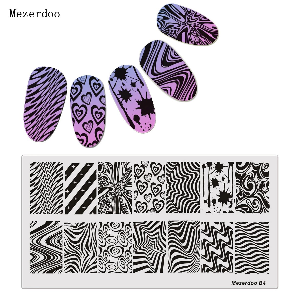 Zebra Pattern Nail Art Templates Classical Wave Leopard Stripe Bloody Designs Stamp Polish Stainless DLY Nail Stamping Plates B4