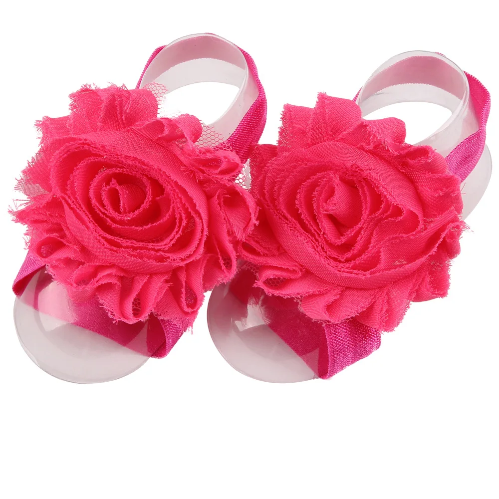 Süße Baby Mädchen Barfuß Sandalen Falten Shabby Blume Socken Abdeckung Barfuß Fuß Blume Säuglings Kleinkind Schuhe 24 Pairs Pro Los