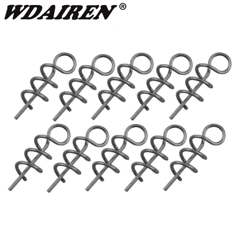 50 or100pcs Fishing Hook Soft Bait Spring Centering Pins Fixed Latch Needle Spring Twist Crank Lock For Soft Lure Latch Accessor