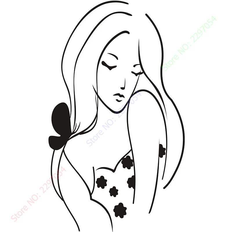

New Flower Girl & Butterfly Stylish Home Decal Hair Salon Wall Sticker Art Vinyl Decor