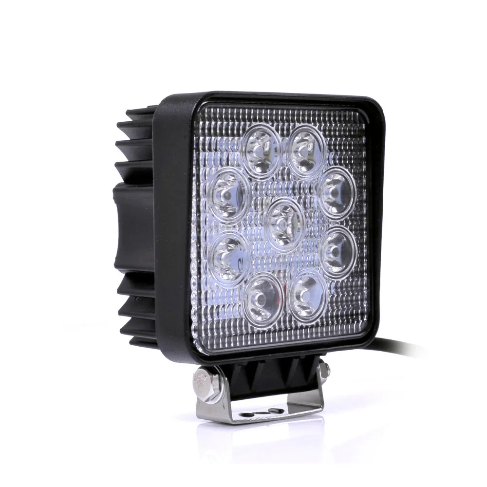 Lampe de travail carrée à LED, lampe de travail à LED, antibrouillards de conduite, 4 pouces, 27W, 12V, 24V, 4x4, tout-terrain, camion RL, tracteur, moto