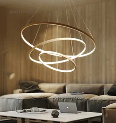 Black/White/Golden Modern pendant lights for living room dining room 4/3/2/1 Circle Rings acrylic aluminum body LED pendant Lamp