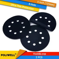 2PCS 5 Inch(125mm) 8-Hole Ultra-thin Surface Protection Interface Pad for Sanding Pads and Hook&Loop Sanding Discs Thin Sponge