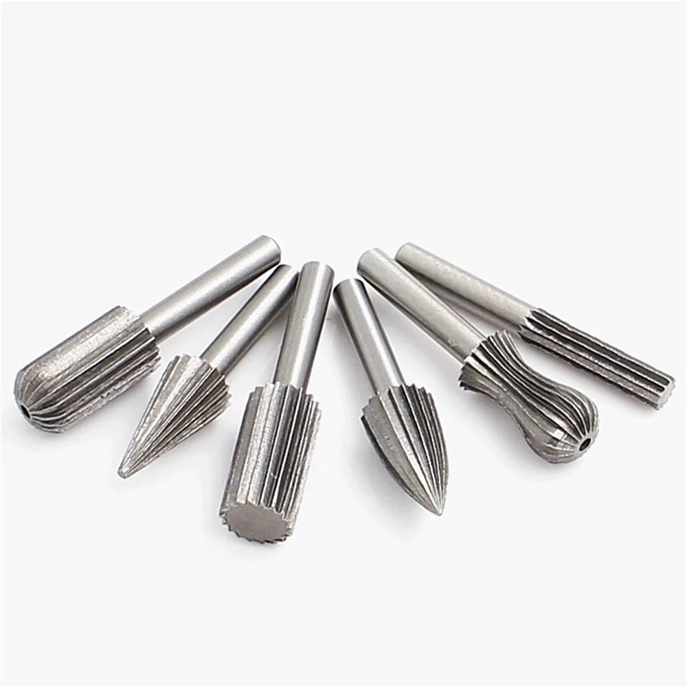 6 pçs 6mm haste redonda de aço tungstênio rebarbas rotativas cortador gravura moagem bit para ferramentas rotativas carpintaria diy