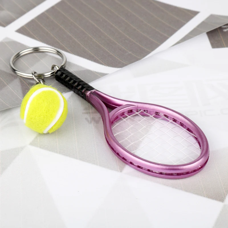 Fashion 6 Color Tennis Keychain Key Ring Tennis Racket Model Key Chain For Best Friendship Souvenir Gift