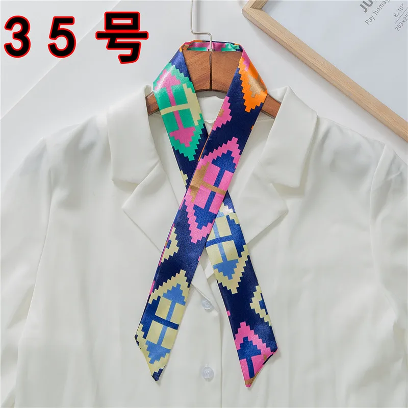 Luxury Brand Bag Scarf Foulard Femme Hijab Scarf Women Hair Silk Scarf Handle Bag Ribbons Long Skinny Scarves