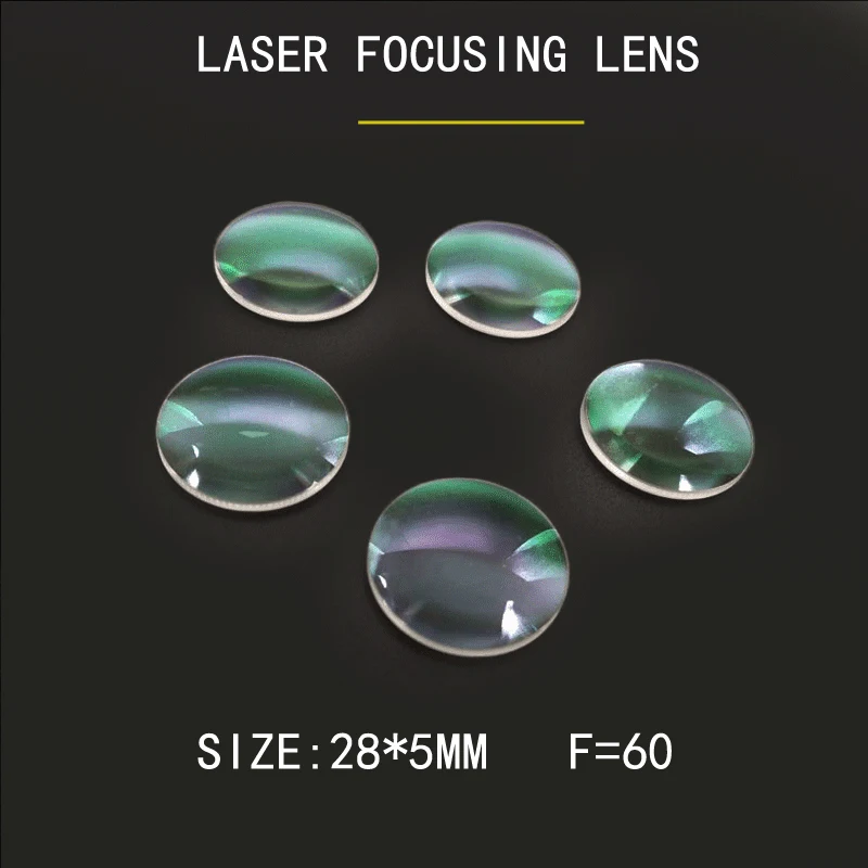 Weimeng laser focus welding machine lens 10 pcs 28*5mm F=60 JGS1 Quartz 1064nm Plano-convex  For cutting laser engraver machine