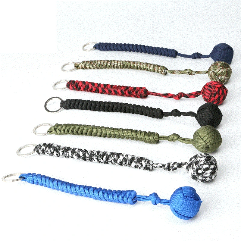 EDC Outdoor Self-defense Survive Knot Ball Pendant 550 Seven-core Umbrella Rope Key Chain Hanging Chain Hand-woven Steel Ball