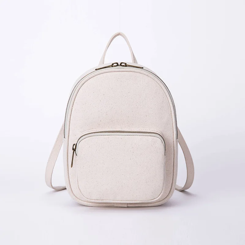 Fashion Cotton Canvas Women Mini Backpack Solid Color Lady Travel Daily Small Bagpack Korean Girl Knapsack