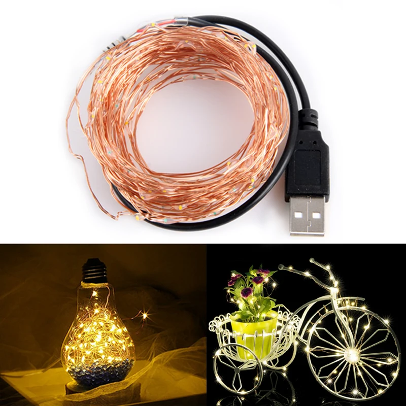 10M USB LED String Light Waterproof LED Copper Wire String Holiday Outdoor Fairy Lights For Christmas Party Wedding Decoration
