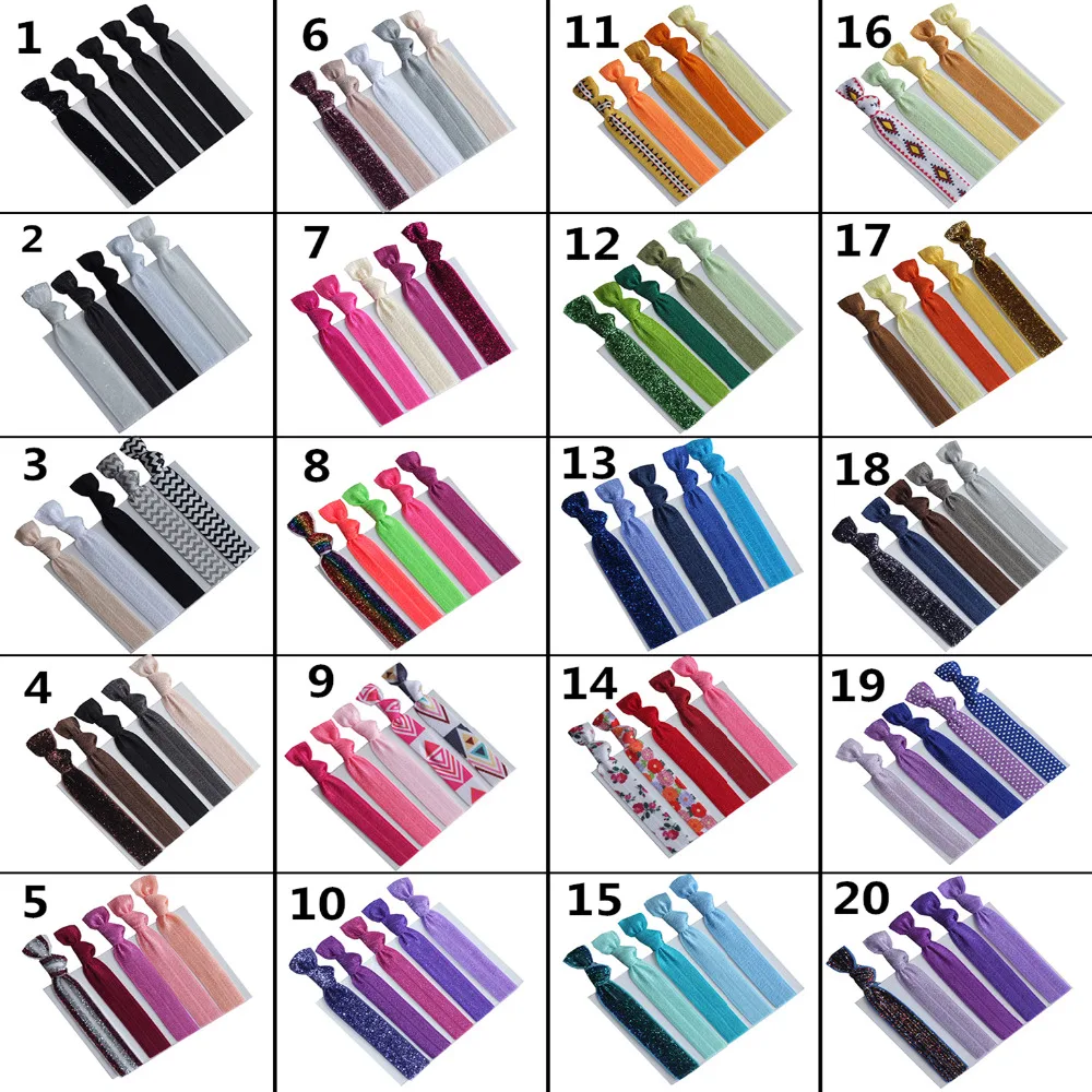 5 SETS Hair tie Hair Elastic Hair bands Headband Ponytail tie FOE Glitter Elastic hair ties Gift Party favor You Pick Sets