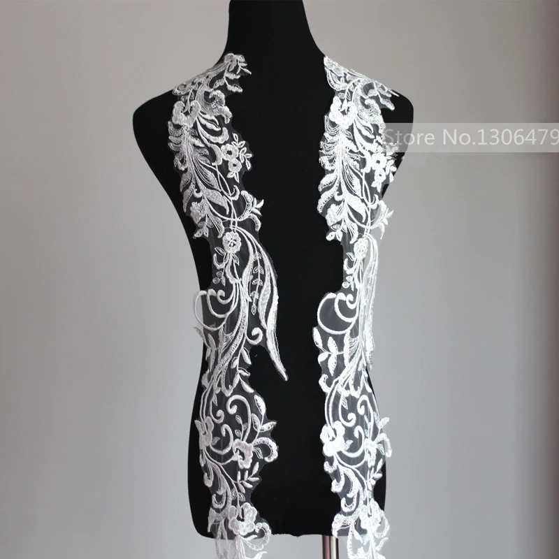 2PCs/pair Sequins Lace Flower Accessories, Handmade DIY Materials, High-grade Wedding Dress Decoration, Large Back Decals,RS1582