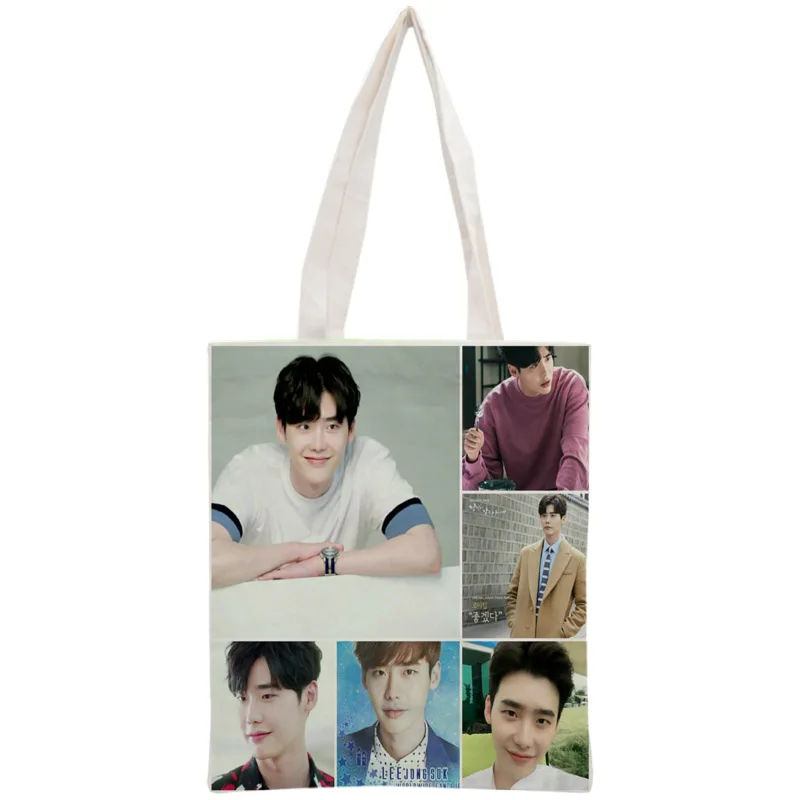 

Custom Lee Jong Suk Tote Bag Reusable Handbag Women Shoulder Foldable Canvas Shopping Bags Customize your image