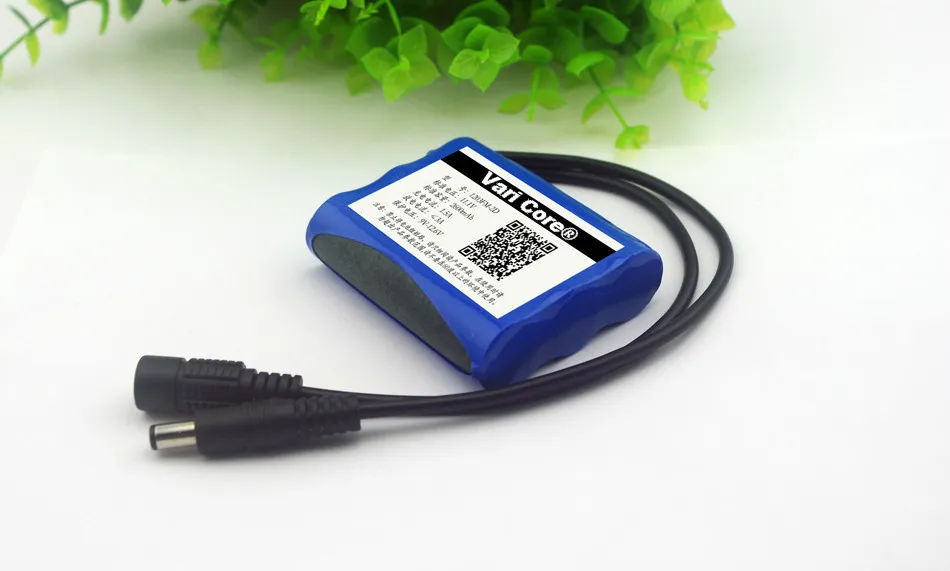 New 12 V 2600 mAh 18650 li-ion Battery pack CCTV Camera battery 12.6 V to 11.1 V black double 5.5 mm +12.6v 1A Charger