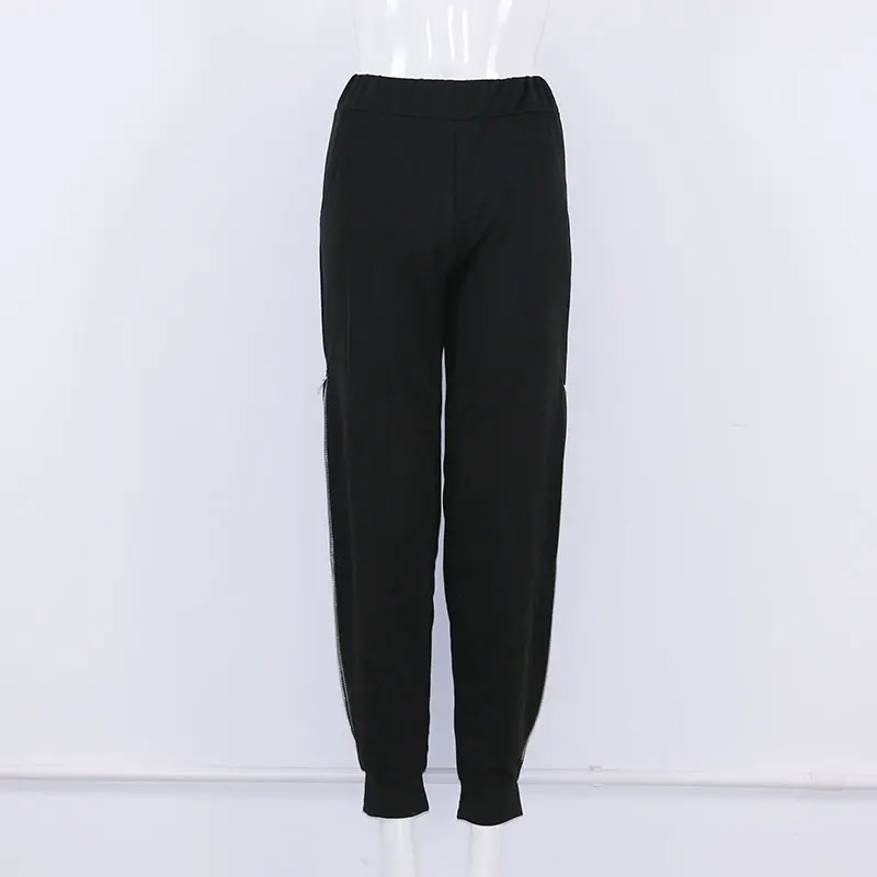Women Sexy High Zipper Split Mid Waist Wide Leg Pants Autumn Elastic Woman Trousers Casual Black  Long Loose Harem Pencil Pants