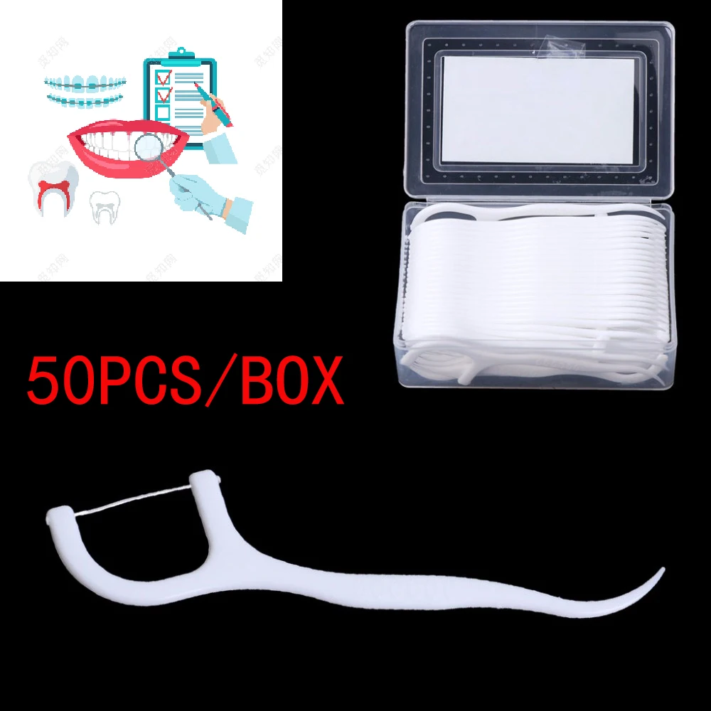 50 piezas hilo Dental en forma de L dientes Whitning elasticidad hilo Dental cepillo Interdental Teeth Stick diente hilo limpio Cuidado Oral