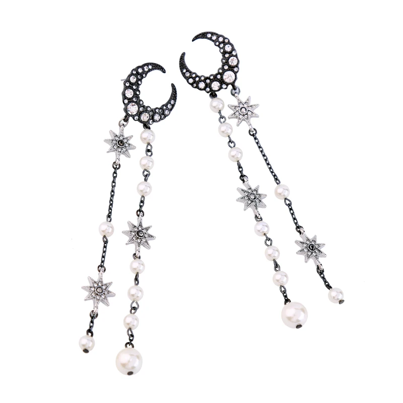 Chunky Alloy Stars Statement Studs Earrings For Women Vintage Charms Tassel Pendant Post Earrings Fashion Jewelry Pendientes