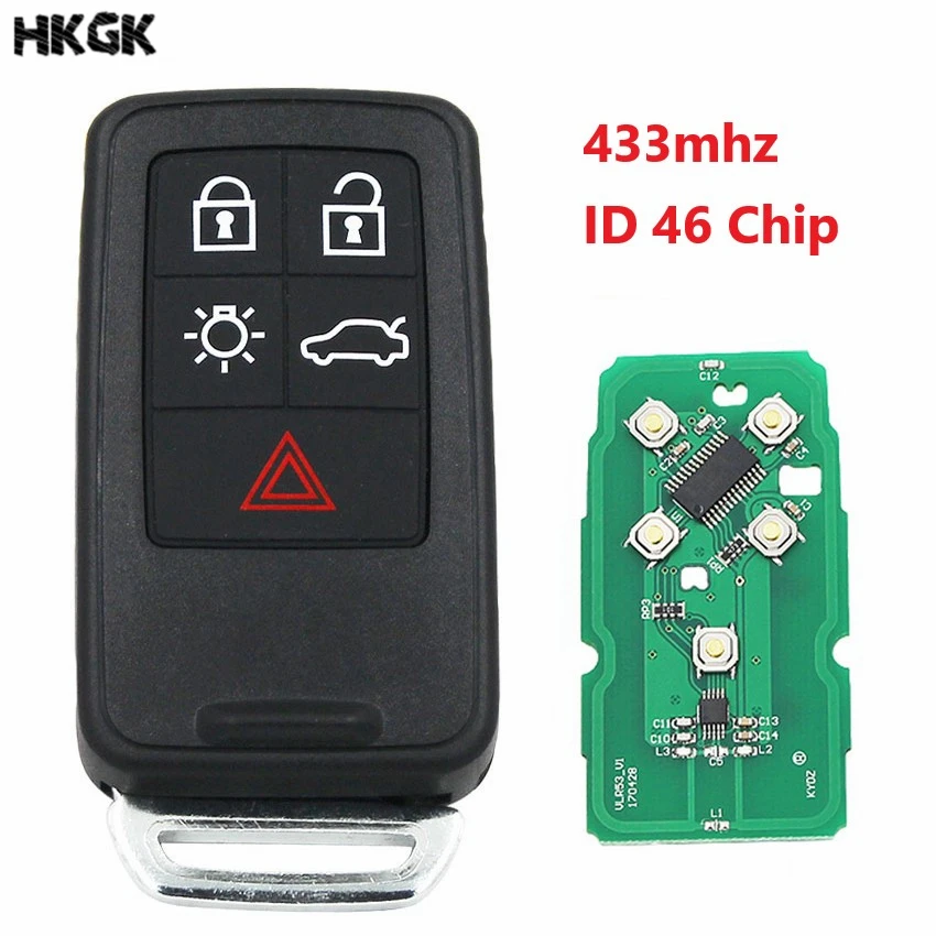 

5 Button Remote Key Car Key KYDZ for Volvo XC60 S60 S60L V40 V60 434mhz ID46 Chip Uncut Blade