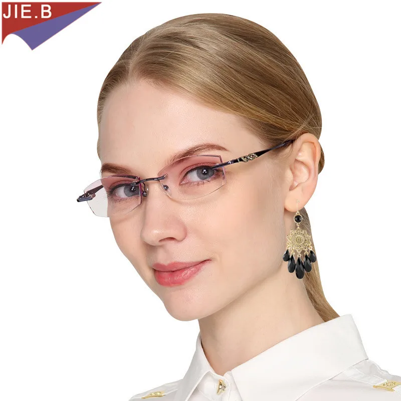 

2020 new specially designed high-quality fashion ladies rimless diamond-cut presbyopic glasses + 1.0 + 1.5 + 2.0 + 2.5 + 3.0